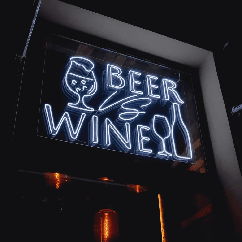 google my business letrero cerveza y vino